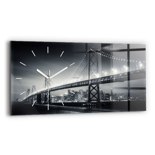 Horizontal wall clock San Francisco Bridge at Night