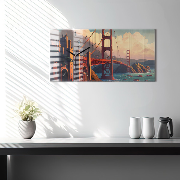 Horizontal wall clock San Francisco Bridge