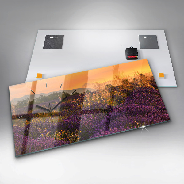 Horizontal wall clock Lavender meadow France