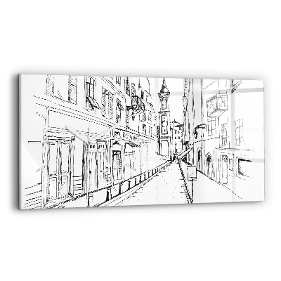 Horizontal wall clock Drawing of the city of Provence