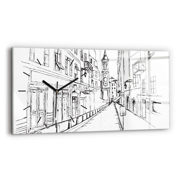 Horizontal wall clock Drawing of the city of Provence