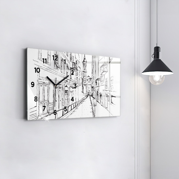 Horizontal wall clock Drawing of the city of Provence