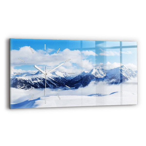 Horizontal wall clock Mountain panorama