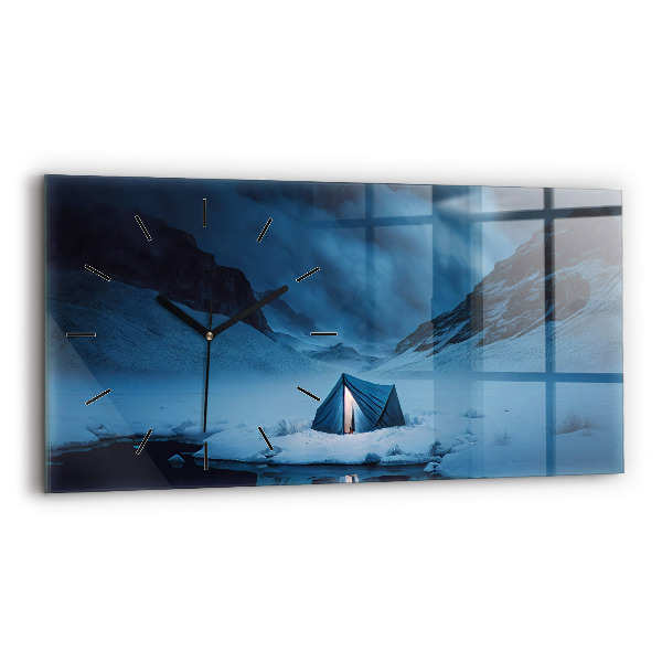 Horizontal wall clock Tent in the mountains of Iceland