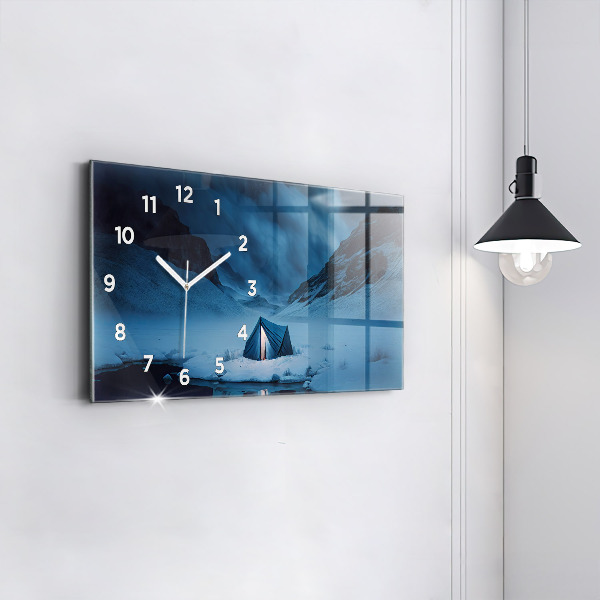 Horizontal wall clock Tent in the mountains of Iceland