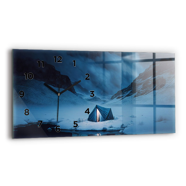 Horizontal wall clock Tent in the mountains of Iceland