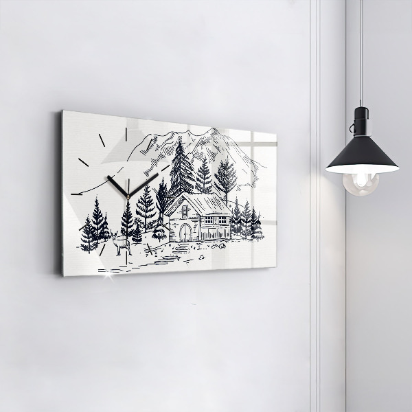 Horizontal wall clock Cartoon town