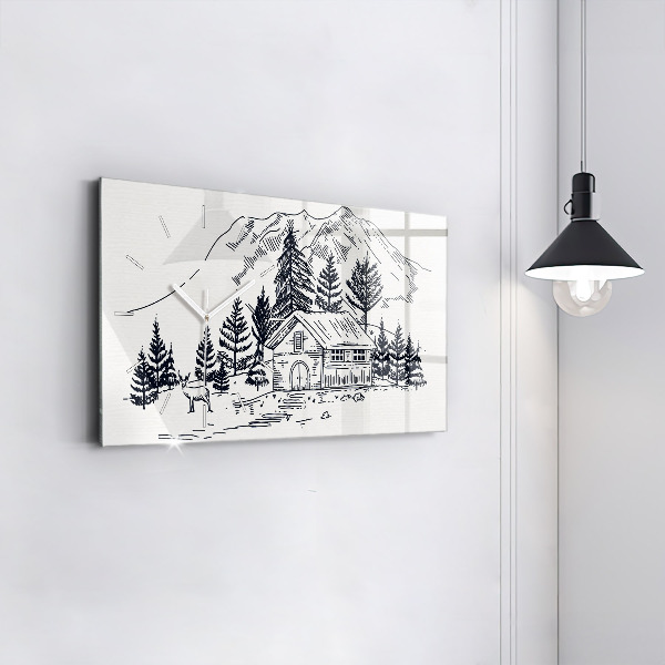 Horizontal wall clock Cartoon town