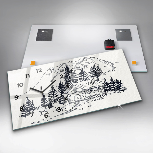 Horizontal wall clock Cartoon town