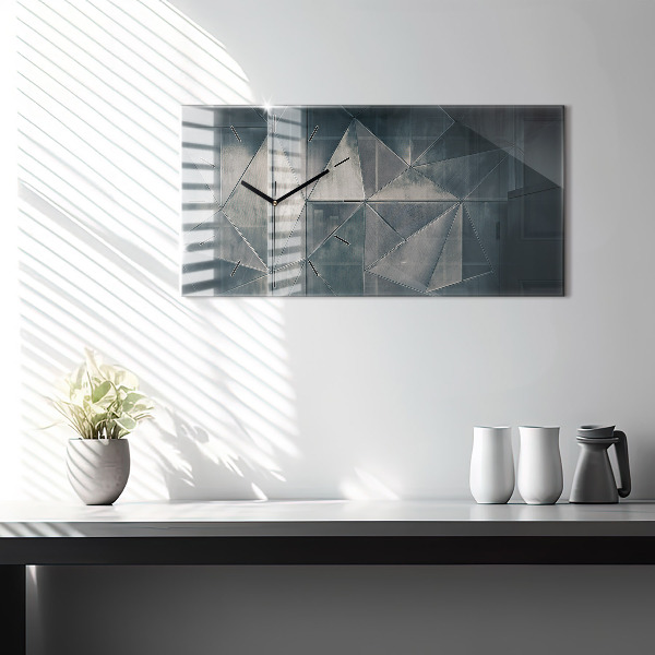 Horizontal wall clock Metal abstract triangles