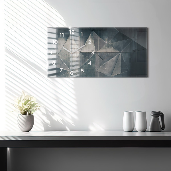 Horizontal wall clock Metal abstract triangles