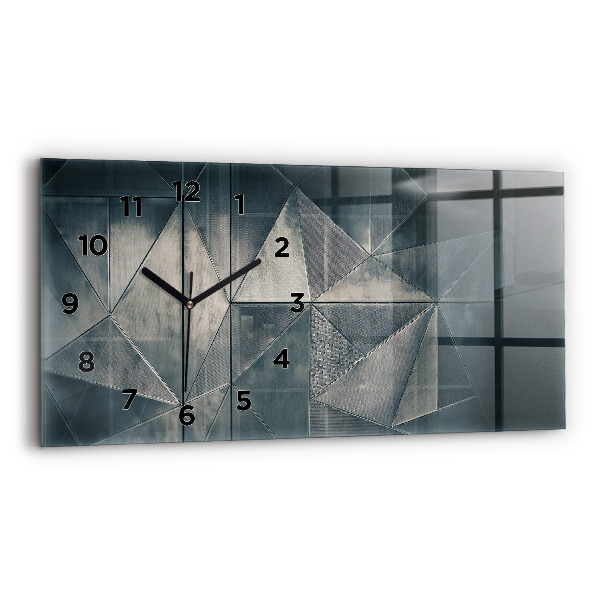 Horizontal wall clock Metal abstract triangles