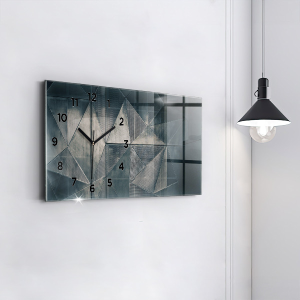 Horizontal wall clock Metal abstract triangles