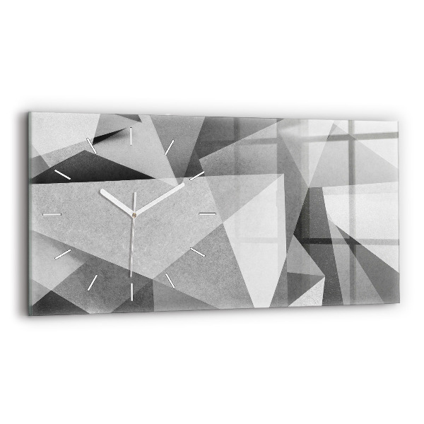 Horizontal wall clock Gray Geometric Abstraction