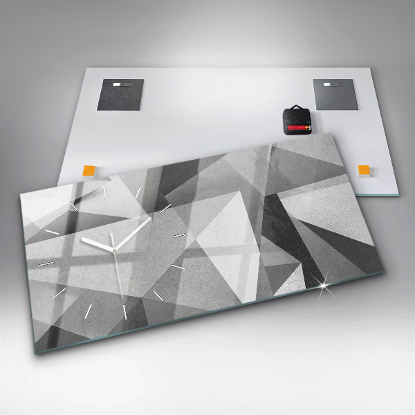 Horizontal wall clock Gray Geometric Abstraction