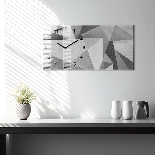 Horizontal wall clock Gray Geometric Abstraction