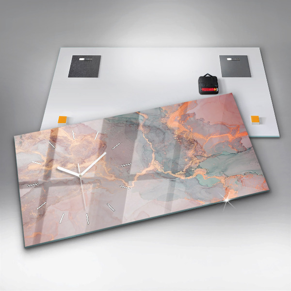 Horizontal wall clock Marble texture