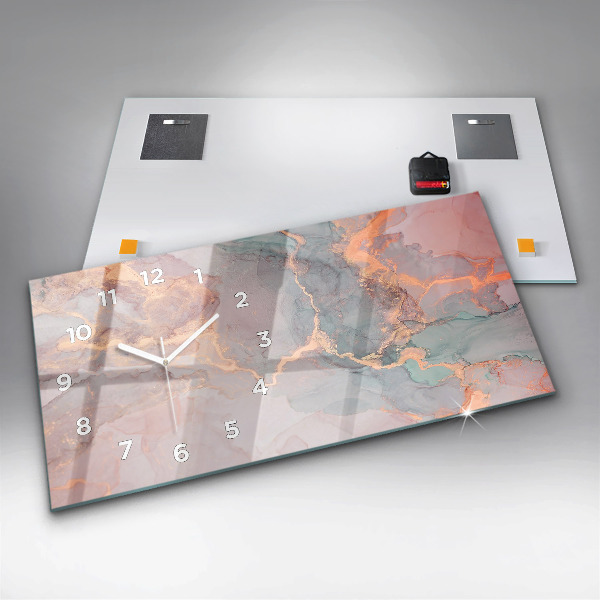 Horizontal wall clock Marble texture