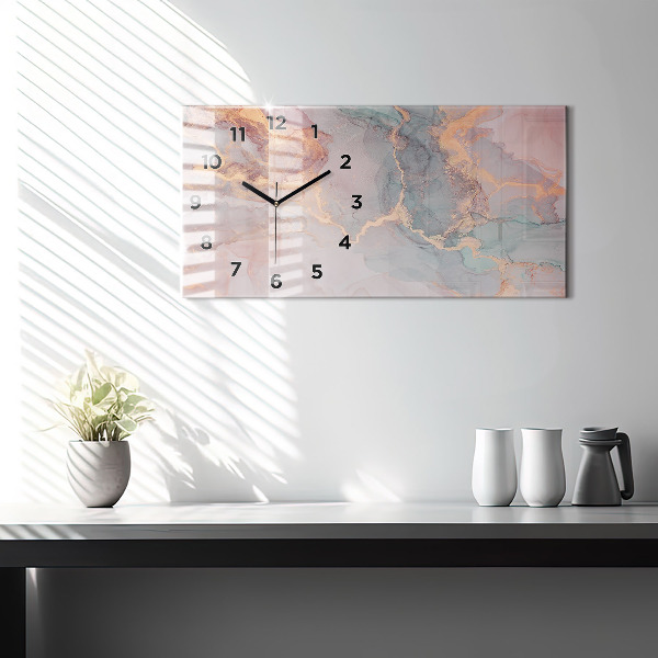 Horizontal wall clock Marble texture