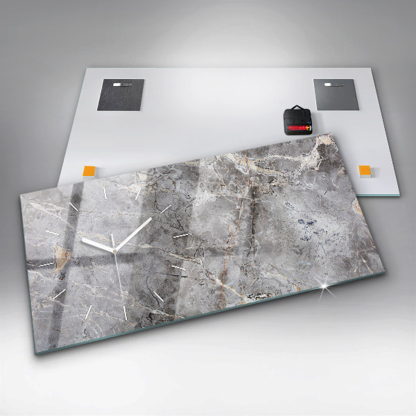 Horizontal wall clock Gray Granite Marble Stone