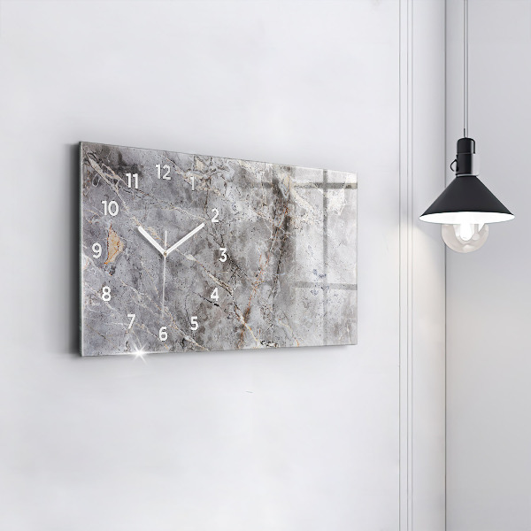 Horizontal wall clock Gray Granite Marble Stone