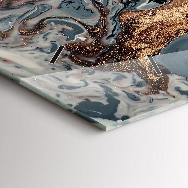 Horizontal wall clock Marble Art Abstract