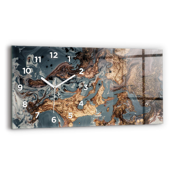 Horizontal wall clock Marble Art Abstract