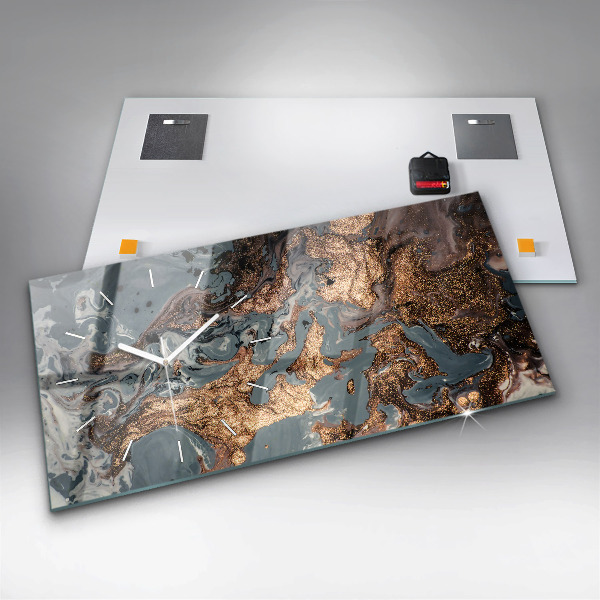 Horizontal wall clock Marble Art Abstract