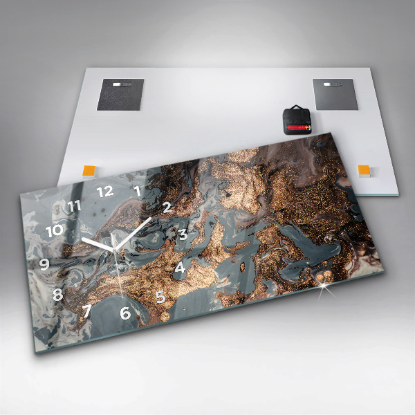 Horizontal wall clock Marble Art Abstract