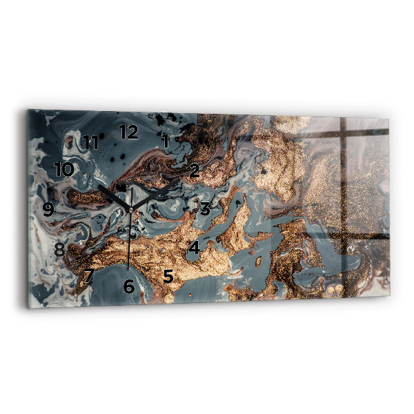 Horizontal wall clock Marble Art Abstract