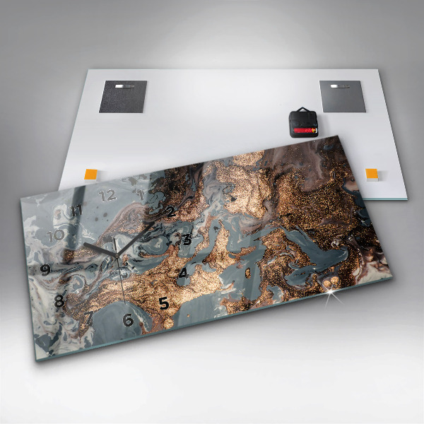 Horizontal wall clock Marble Art Abstract