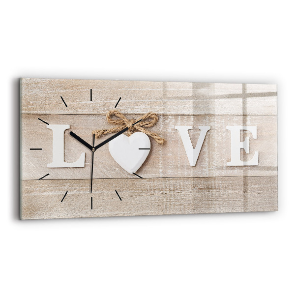 Horizontal wall clock The inscription love
