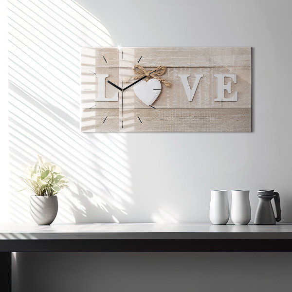 Horizontal wall clock The inscription love