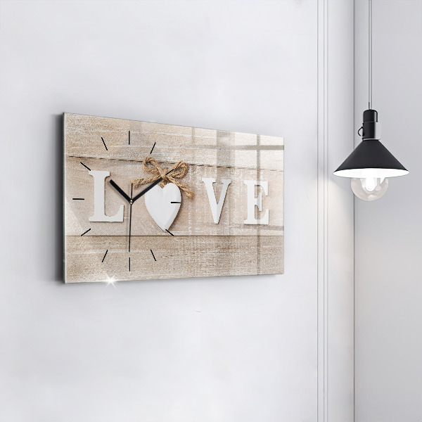 Horizontal wall clock The inscription love