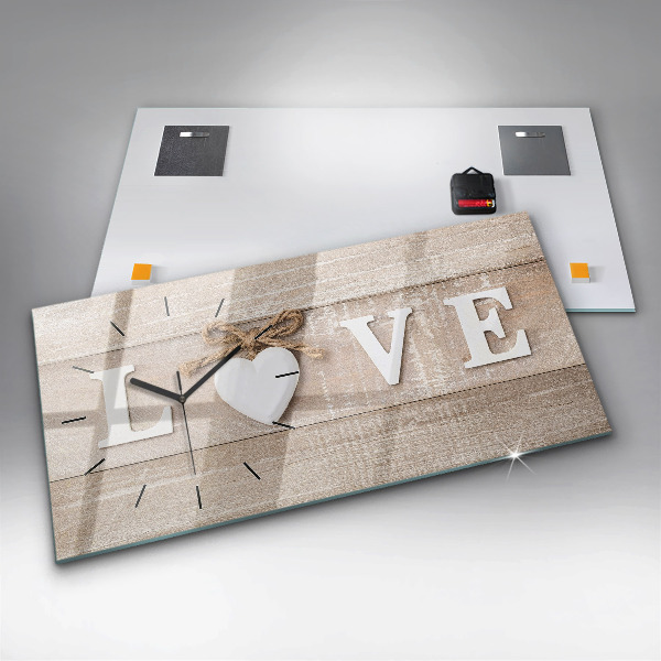 Horizontal wall clock The inscription love