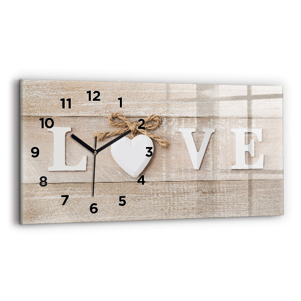 Horizontal wall clock The inscription love