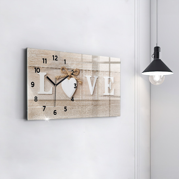 Horizontal wall clock The inscription love