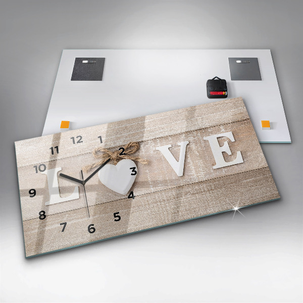Horizontal wall clock The inscription love