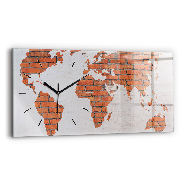 Horizontal wall clock Brick world map