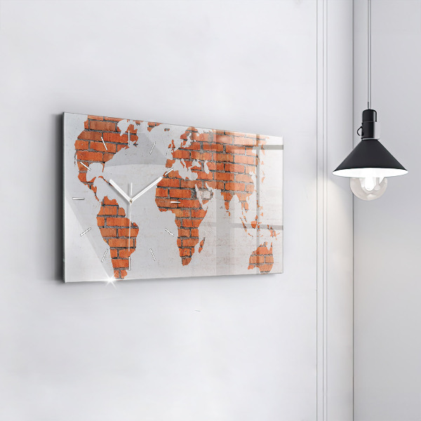Horizontal wall clock Brick world map