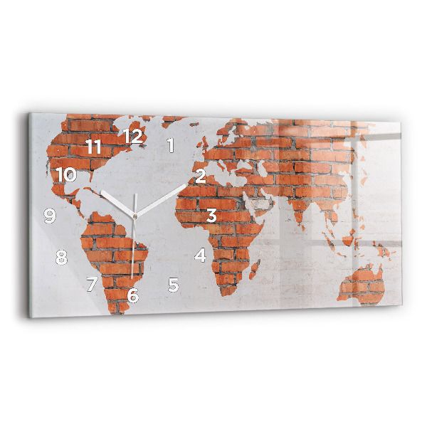Horizontal wall clock Brick world map
