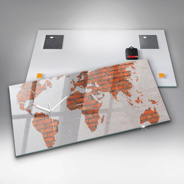 Horizontal wall clock Brick world map