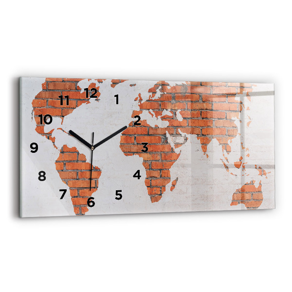 Horizontal wall clock Brick world map
