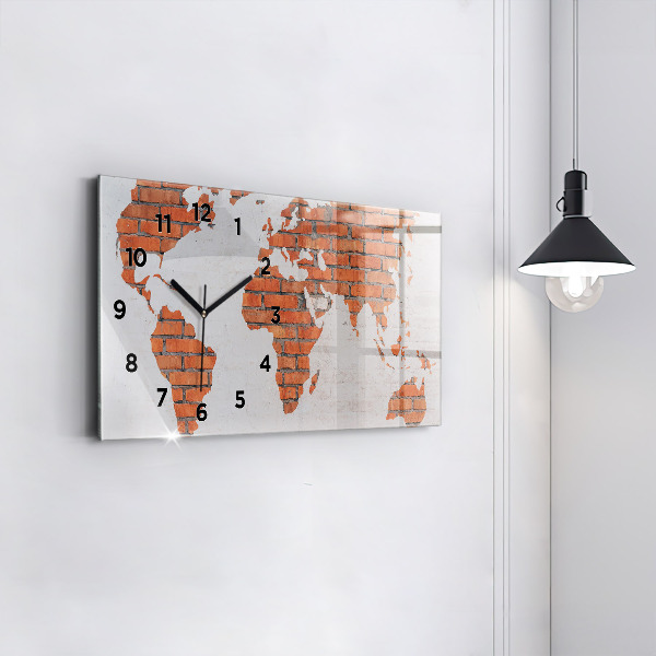 Horizontal wall clock Brick world map
