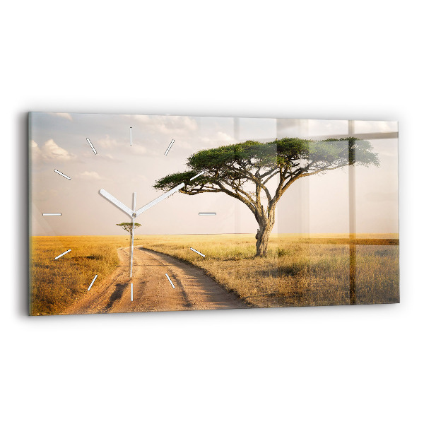 Horizontal wall clock African Landscape