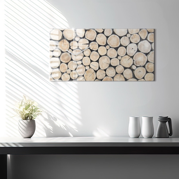 Horizontal wall clock Tree stumps cut down