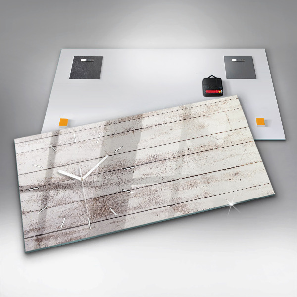 Horizontal wall clock Light wood planks