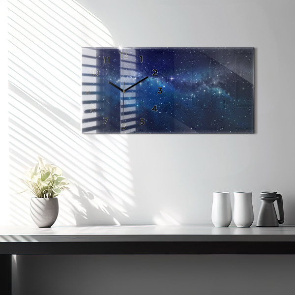 Horizontal wall clock Dark sky stars