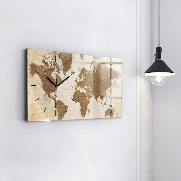 Horizontal wall clock Painted map of the world
