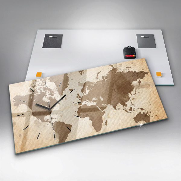 Horizontal wall clock Painted map of the world